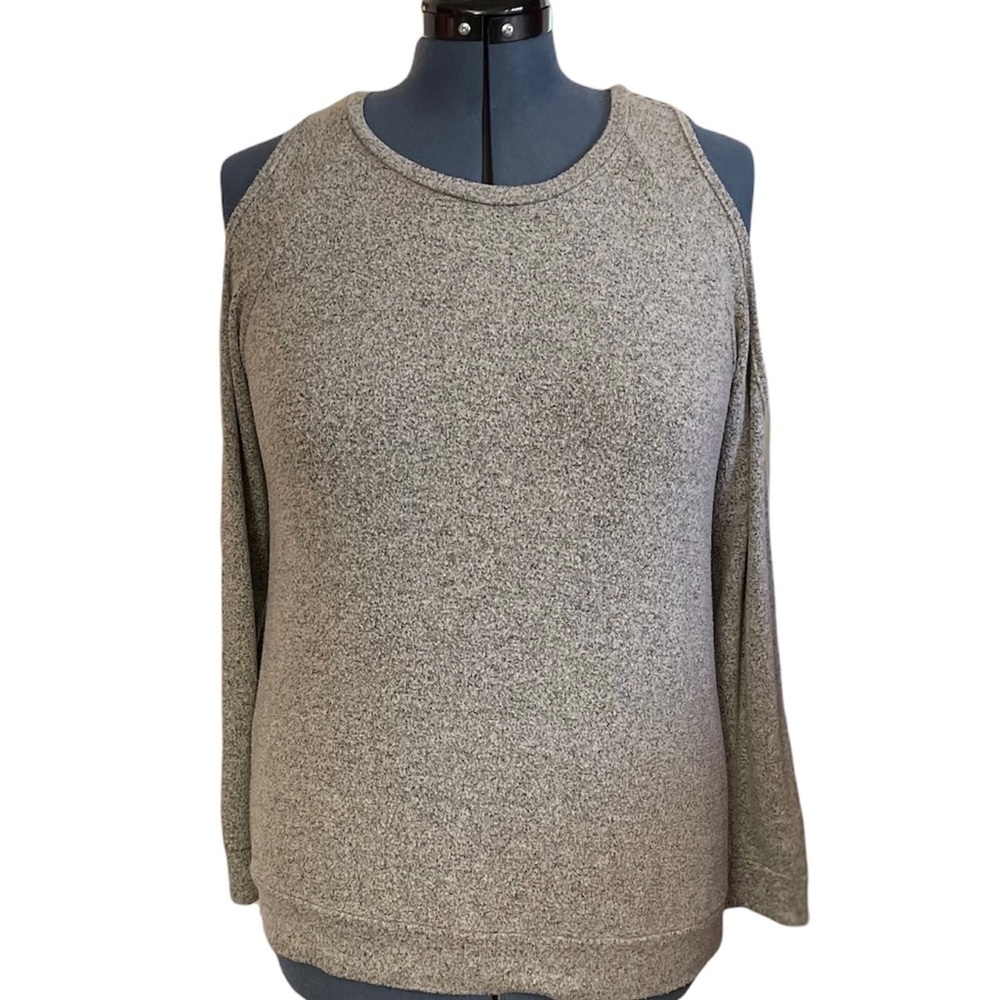 GREEN ENVELOPE LOS ANGELES Women's Size Large Top Open Shoulders Grey‎ Made USA